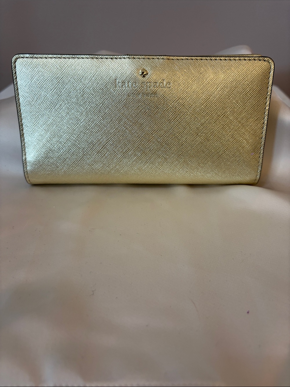 kate spade Metallic Gold Saffiano Zip Wallet
